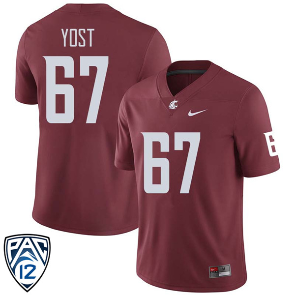 Men #67 Seth Yost Washington State Cougars College Football Jerseys Sale-Crimson